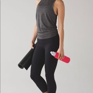 Lululemon racerback tie tank "hot like Agni singlet" heathered black
